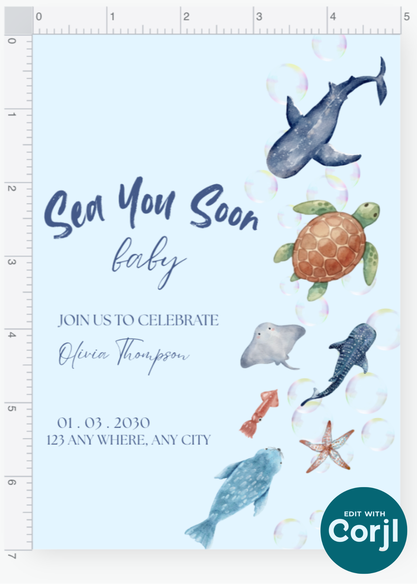 Sea You Soon Boy Invitation