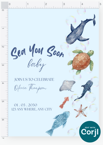 Sea You Soon Boy Invitation