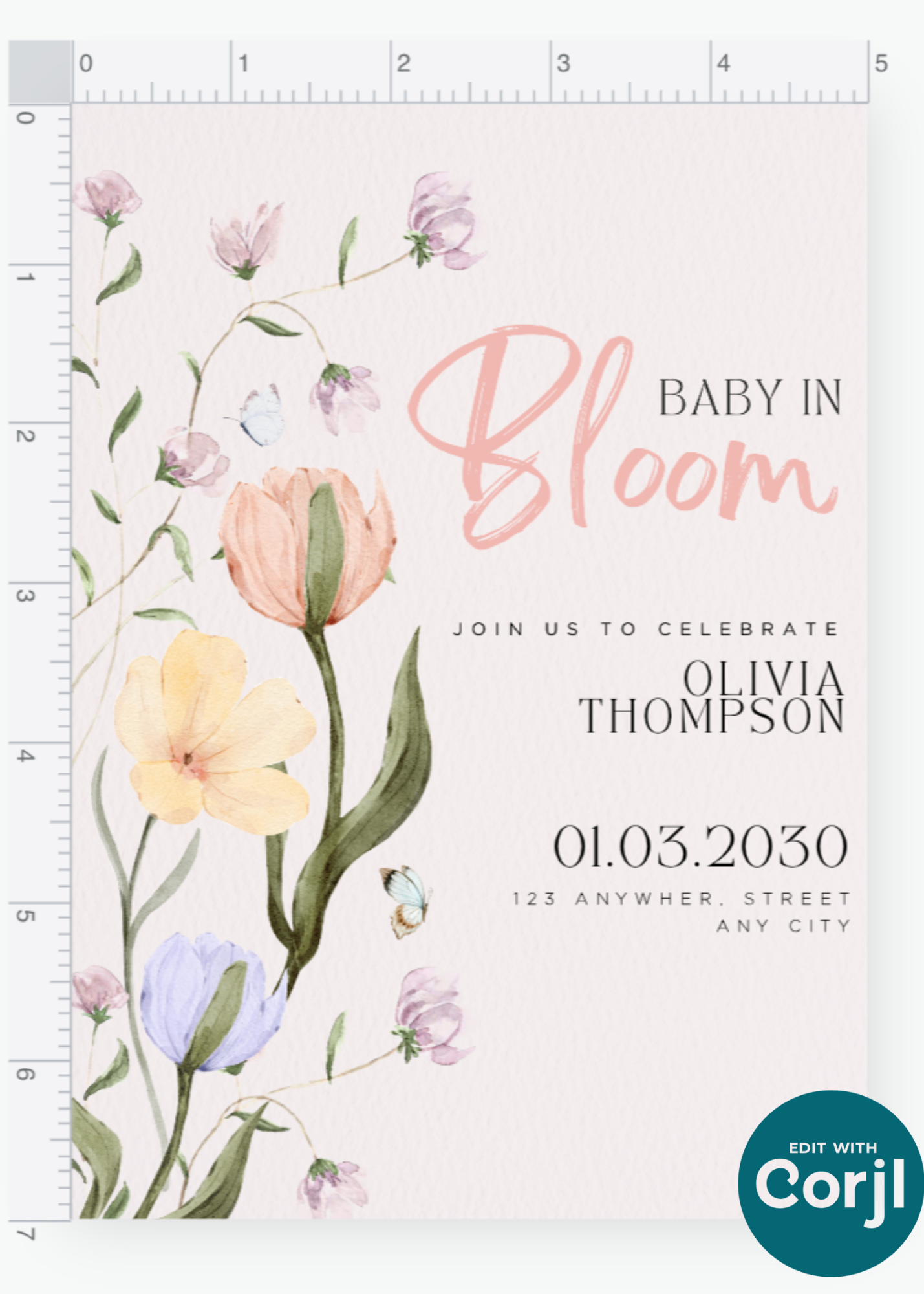 Baby in Bloom Girl Invitation