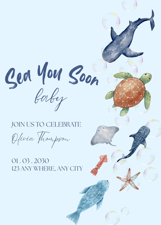 Sea You Soon Boy Invitation