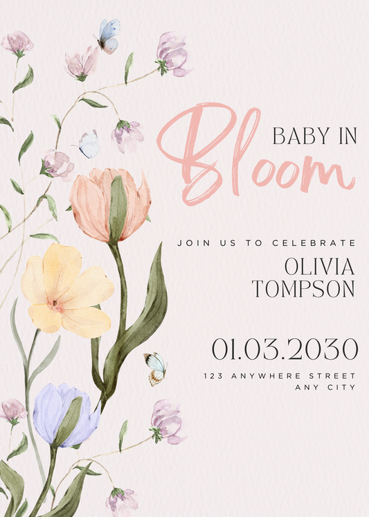 Baby in Bloom Girl Invitation